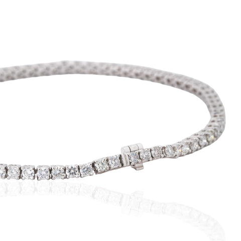 3.10ctw vintage round brilliant cut diamond tennis bracelet in 18kt white gold – alternate view 4