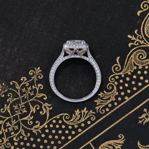 3.14ctw Radiant Cut Diamond Halo Solitaire by Kirsch | GIA E SI1