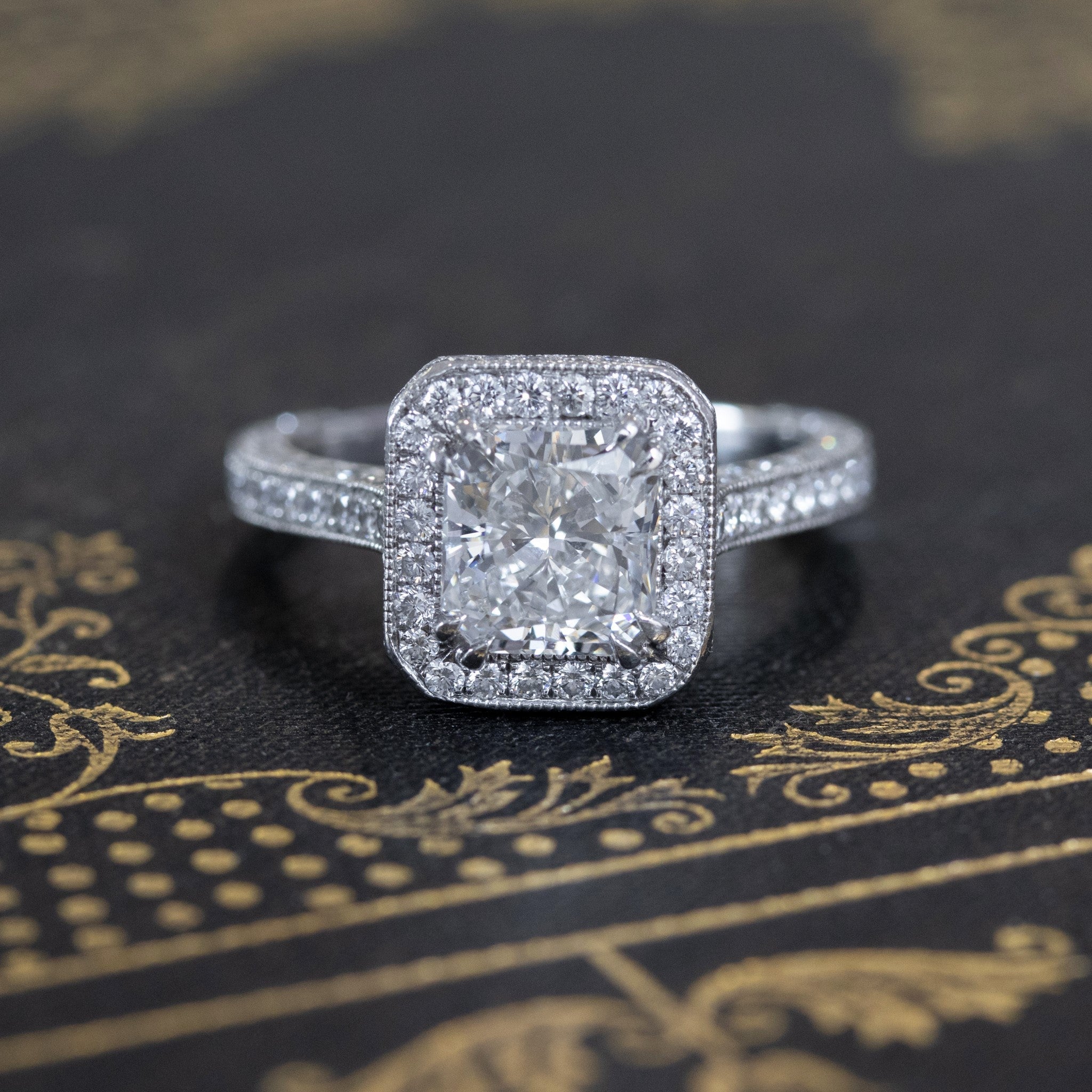 Radiant Cut Diamond Halo Solitaire by Kirsch