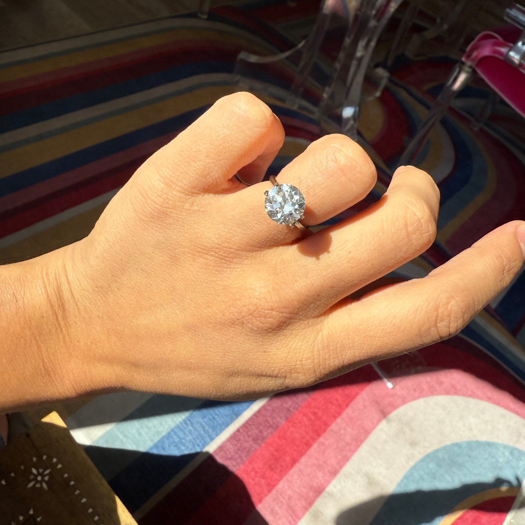 3.19ct Brilliant Round Cut Solitaire three stone Best Quality Moissani 3.19 CT E SI1 Round Earth Mined Certified Diamonds Platinum Halo Side Stone  Ring