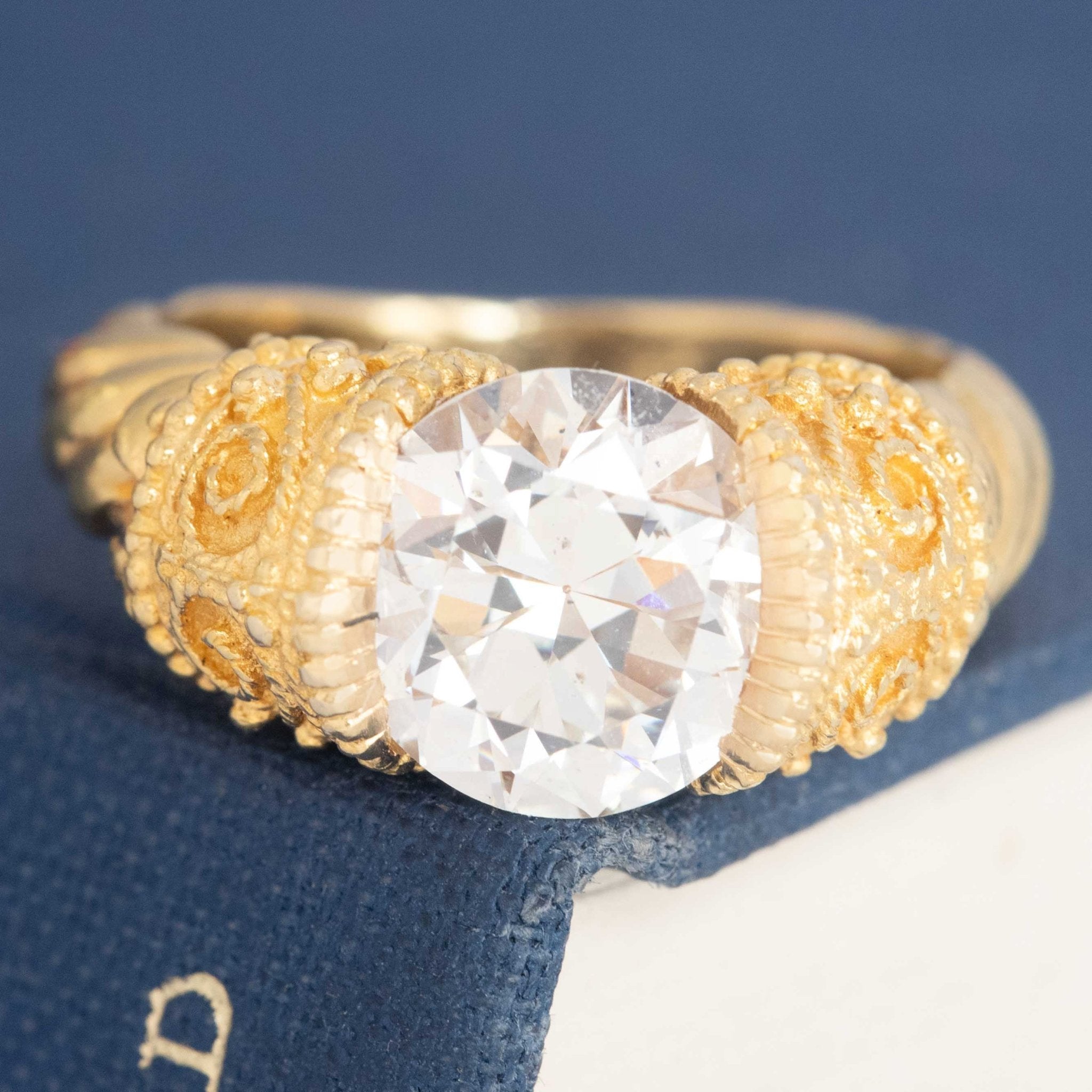 3.19ct Transitional Cut Diamond Hellenic Revival Ring, French