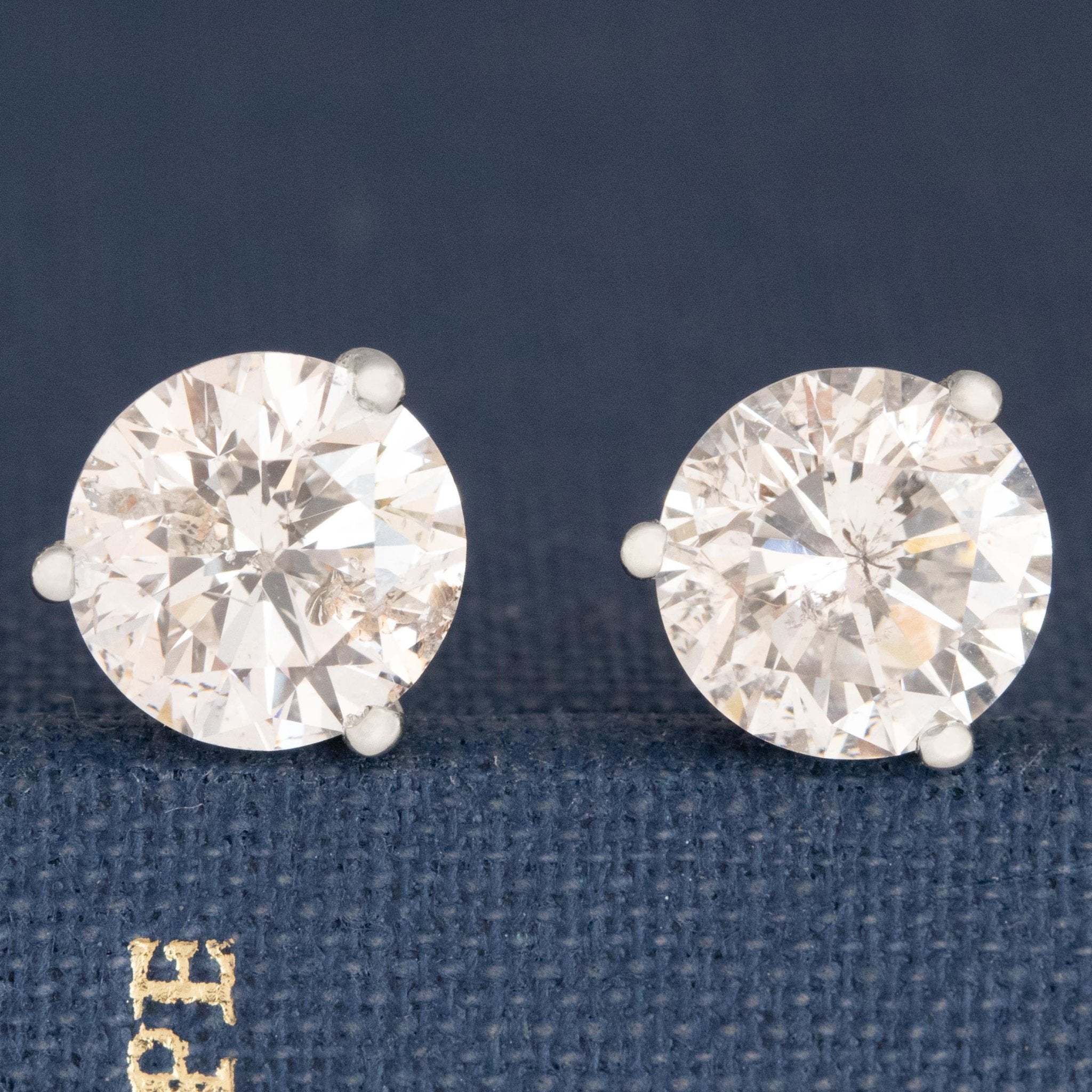 3.20ctw Round Brilliant Cut Diamond Stud Earrings GIA