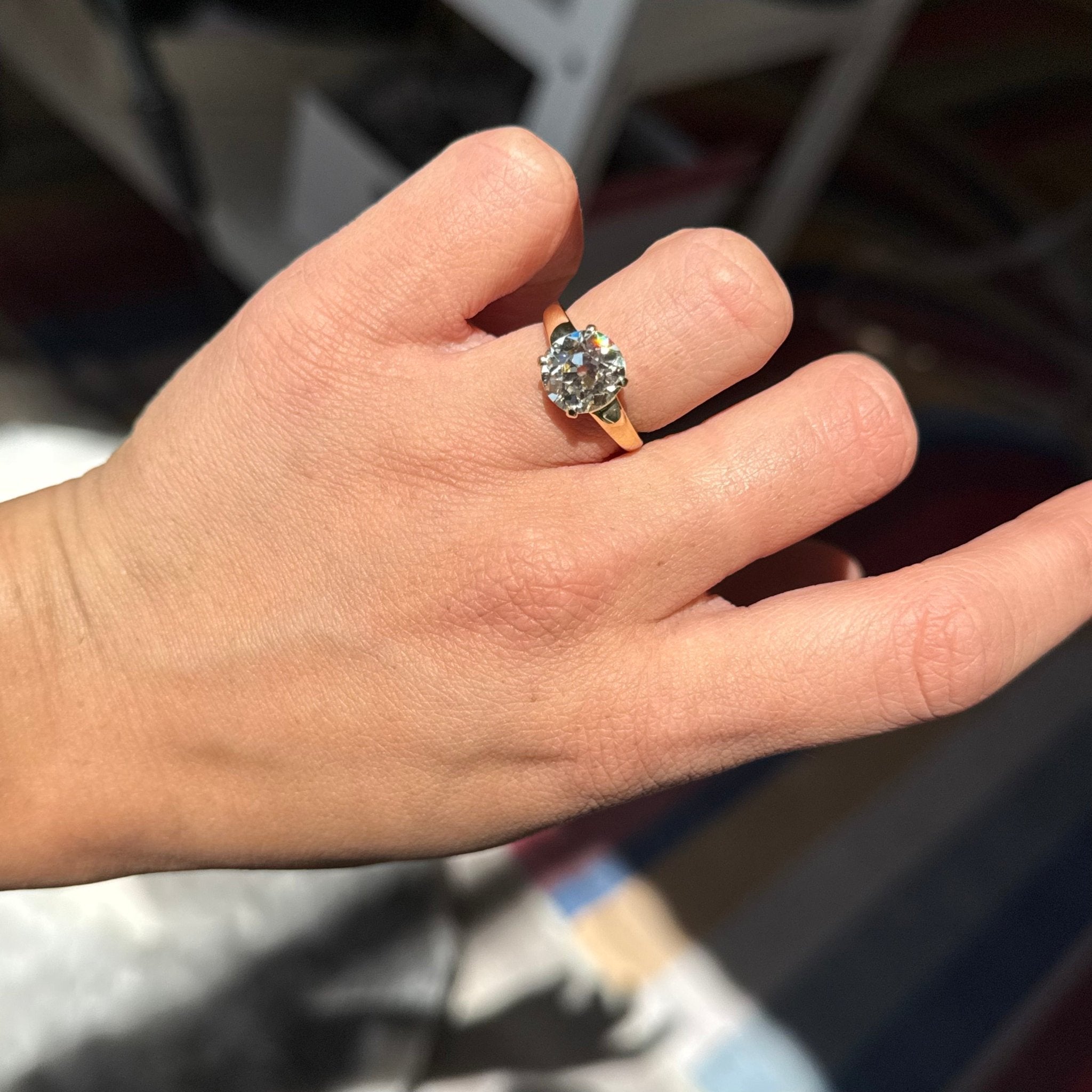 3.22ct Old Mine Cut Diamond Solitaire, GIA S-T VS1