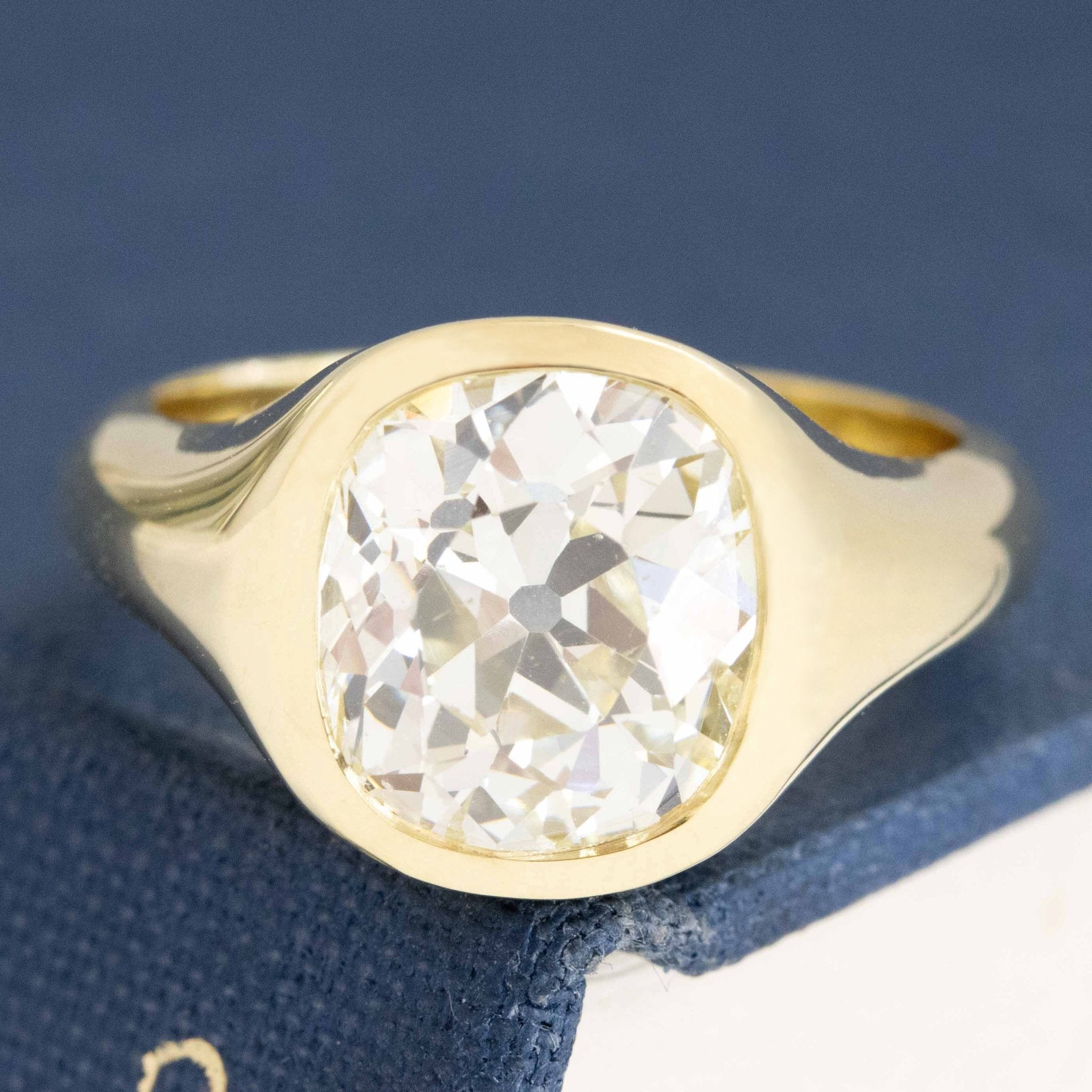 3.23ct Old Mine Cut Diamond Bezel Ring