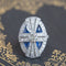 3.23ctw Art Deco style old European cut diamond and triangle sapphire dinner ring in platinum