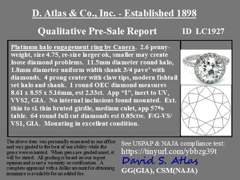 3.23ctw Old European Cut Diamond Halo Ring by Canera