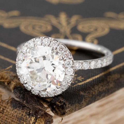 3.23ctw Old European Cut Diamond Halo Ring by Canera
