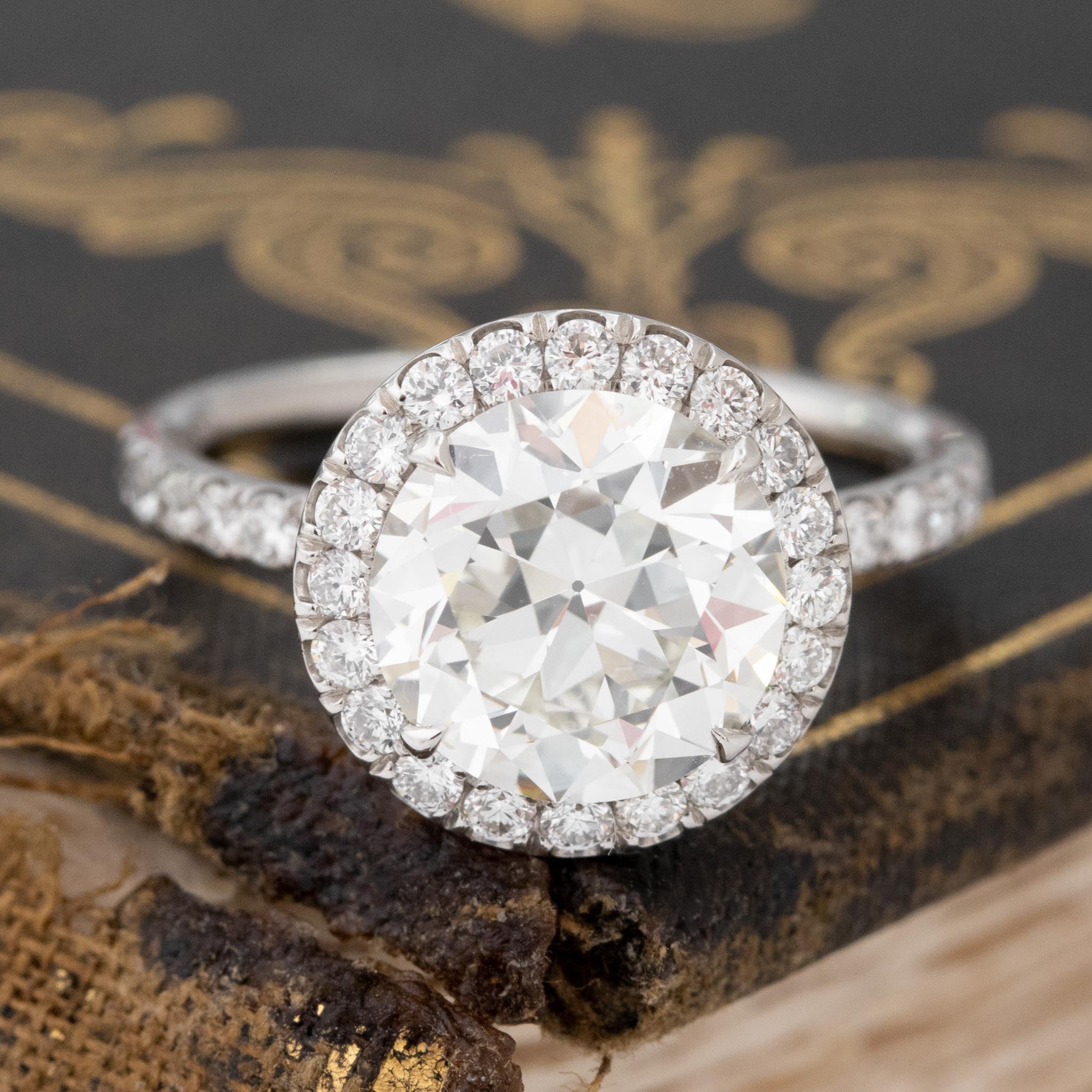 3.23ctw Old European Cut Diamond Halo Ring by Canera