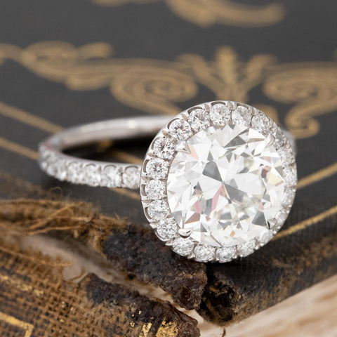 3.23ctw Old European Cut Diamond Halo Ring by Canera