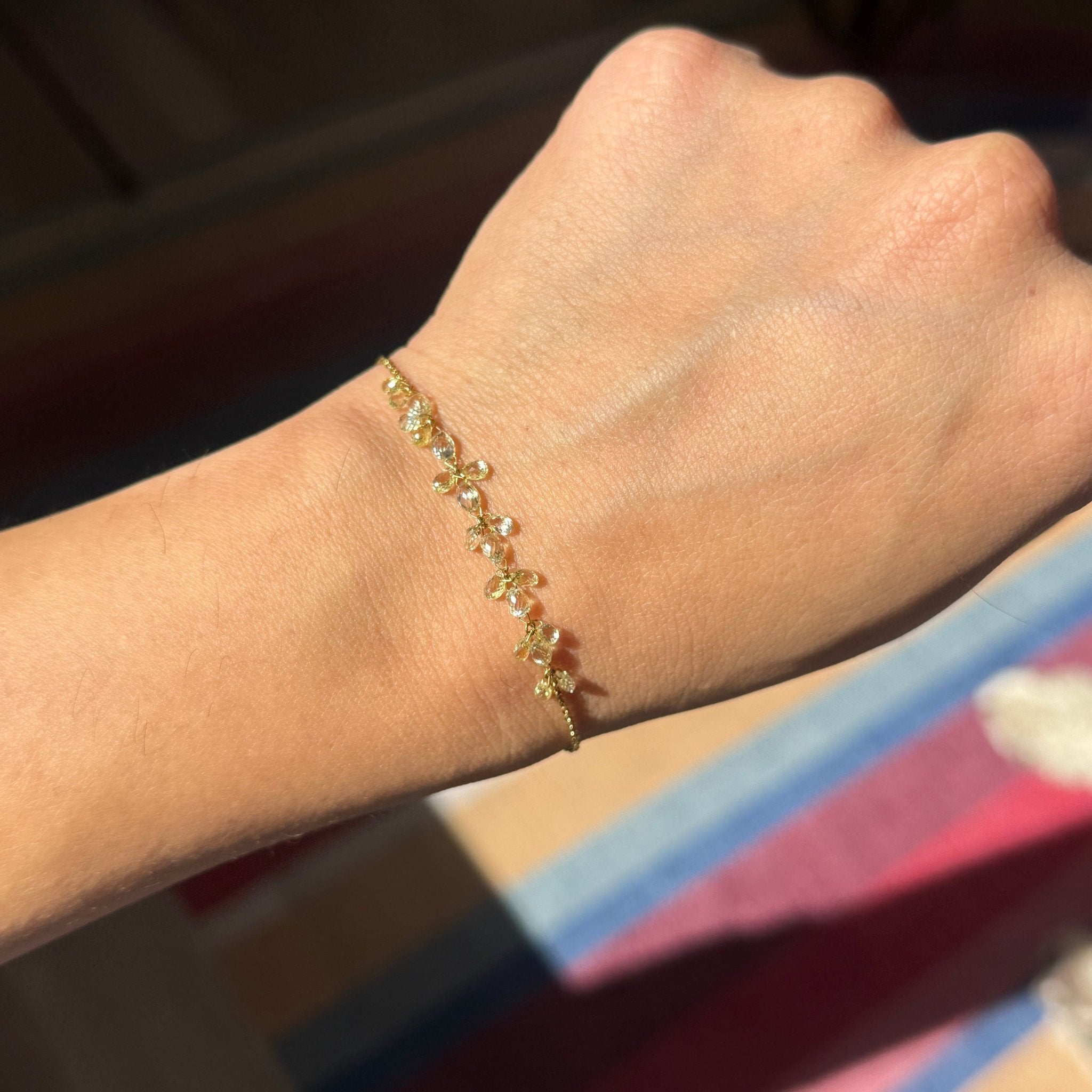 3.24ctw Briolette Cut Diamond Cluster Bracelet