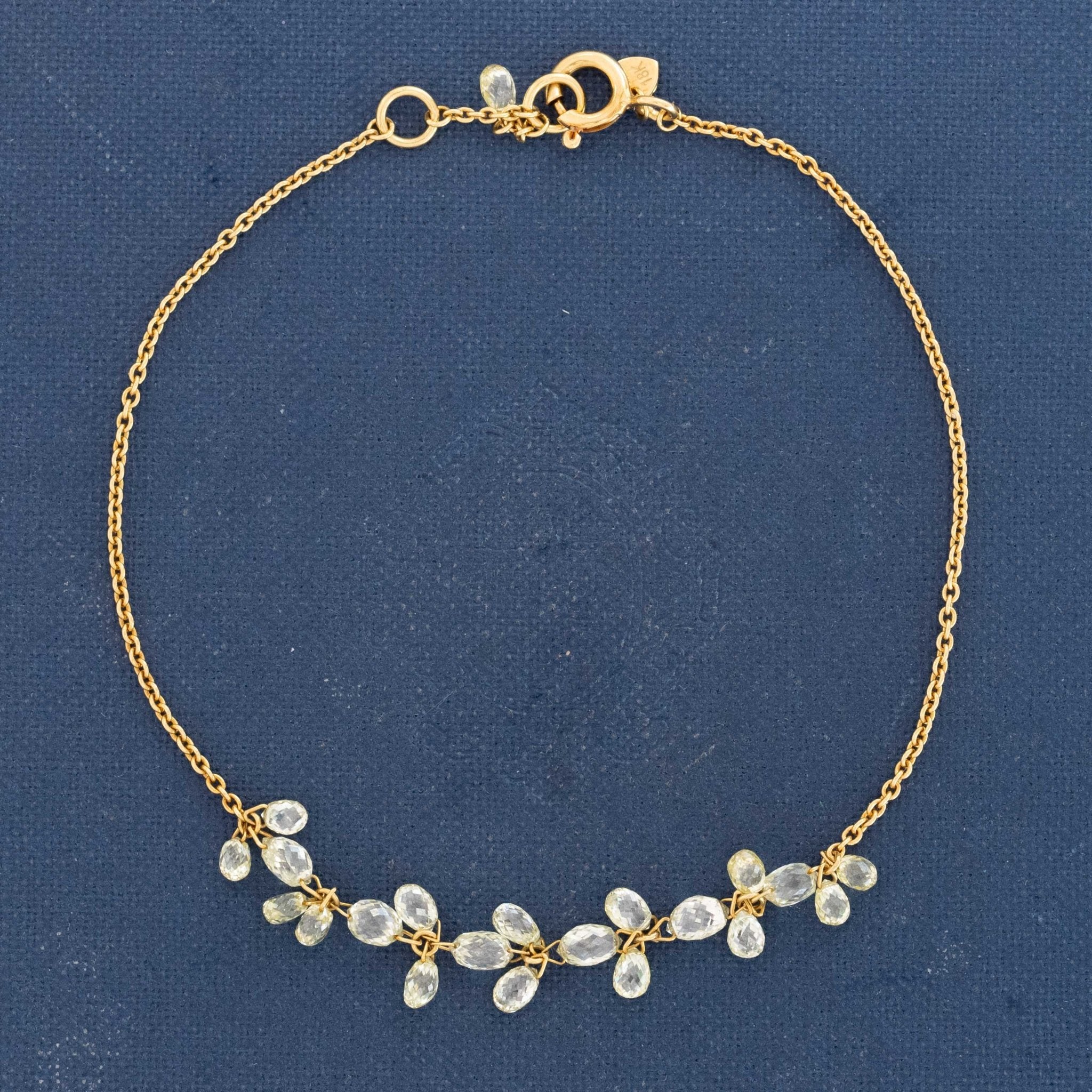 3.24ctw Briolette Cut Diamond Cluster Bracelet