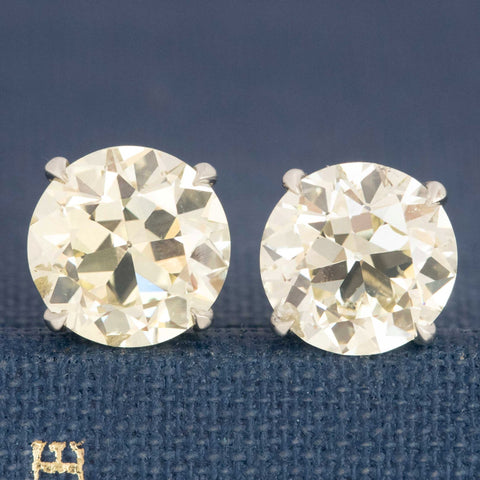 3.24ctw Old European Cut Diamond Stud Earrings