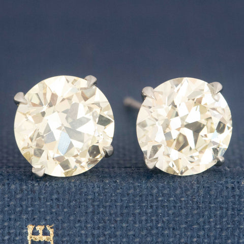 3.24ctw Old European Cut Diamond Stud Earrings