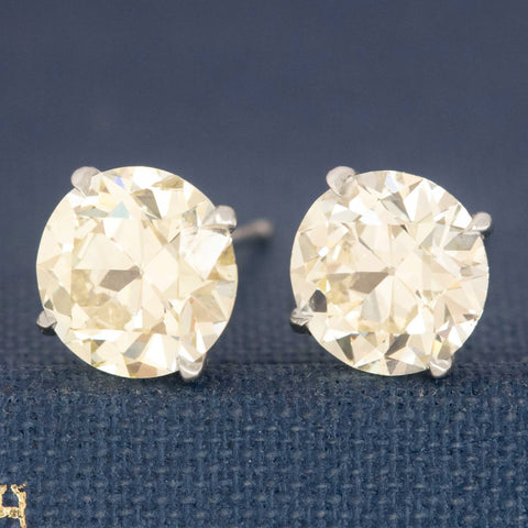 3.24ctw Old European Cut Diamond Stud Earrings