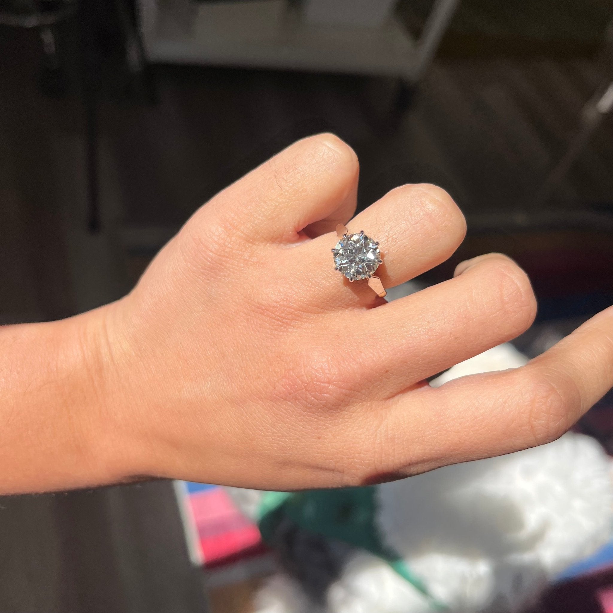 3.25ct Old Mine Cut Diamond Solitaire, GIA M VS1