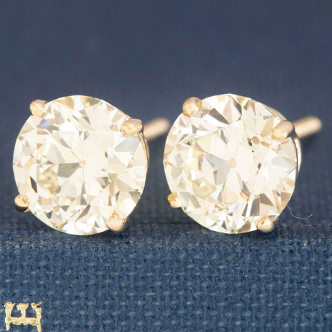 3.24ctw Old European Cut Diamond Stud Earrings