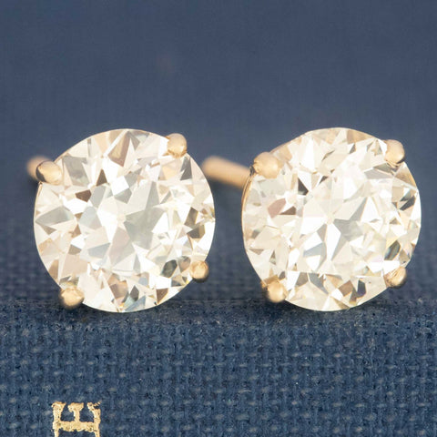 3.24ctw Old European Cut Diamond Stud Earrings