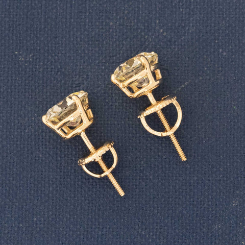 3.24ctw Old European Cut Diamond Stud Earrings