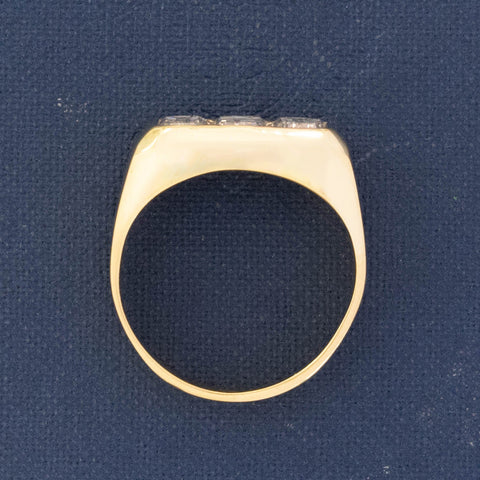 3.26ctw Vintage Emerald Cut Diamond Trilogy Ring