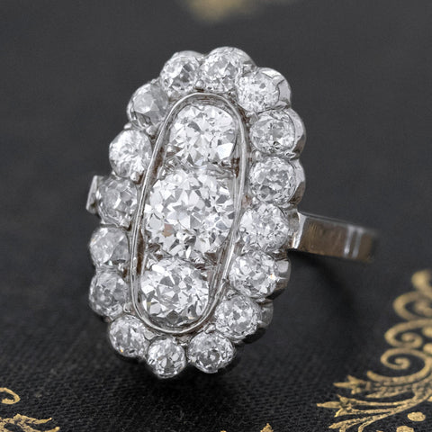 3.27ctw Antique Diamond Cluster Ring