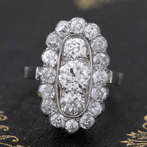 3.27ctw Antique Diamond Cluster Ring