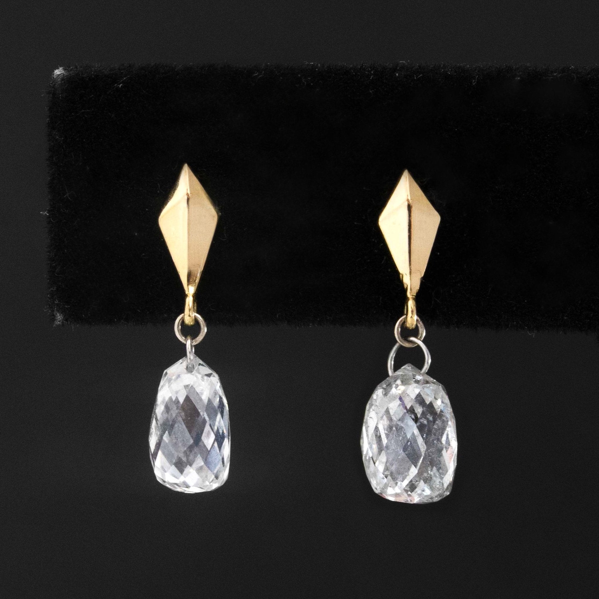 3.27ctw Briolette Cut Diamond Drop Earrings