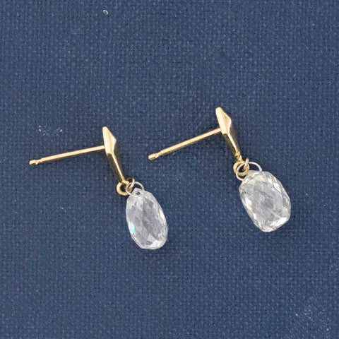 3.27ctw Briolette Cut Diamond Drop Earrings