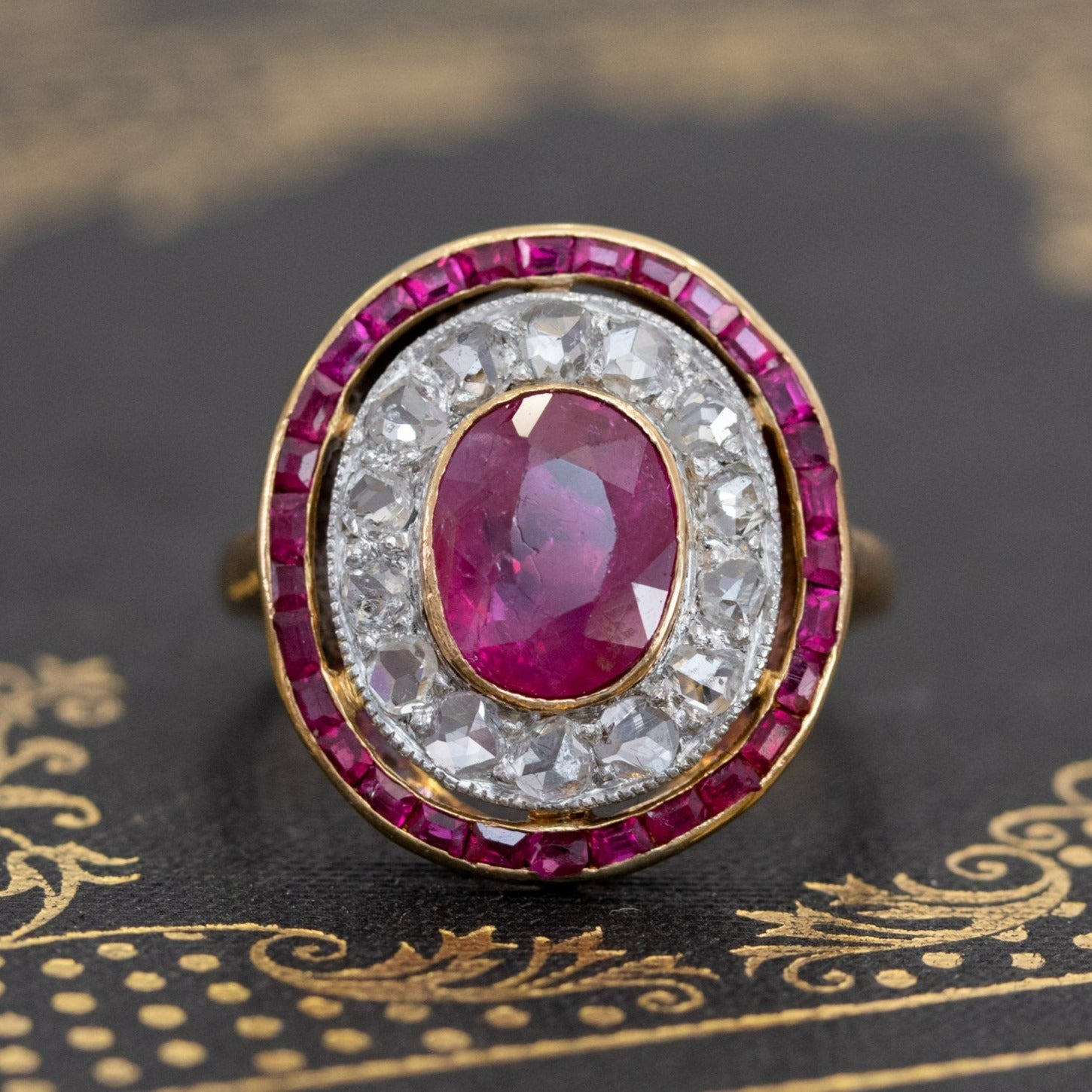 3.27ctw Burma No-heat Ruby Cluster Ring