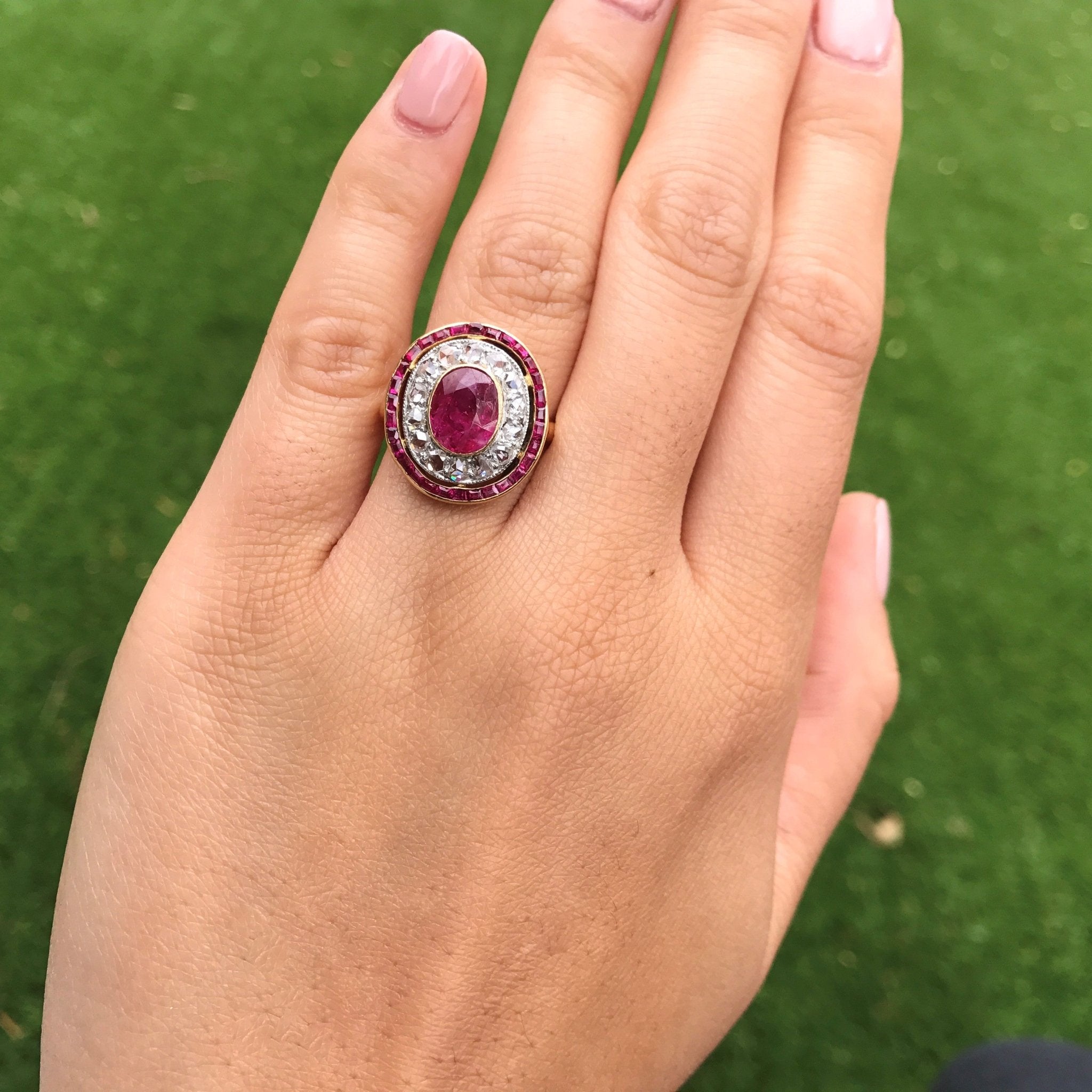 3.27ctw Burma No-heat Ruby Cluster Ring