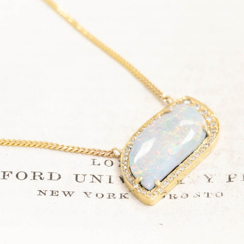 3.28ctw Opal & Diamond Free-Form Pendant
