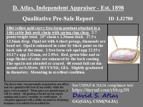 3.28ctw Opal & Diamond Free-Form Pendant