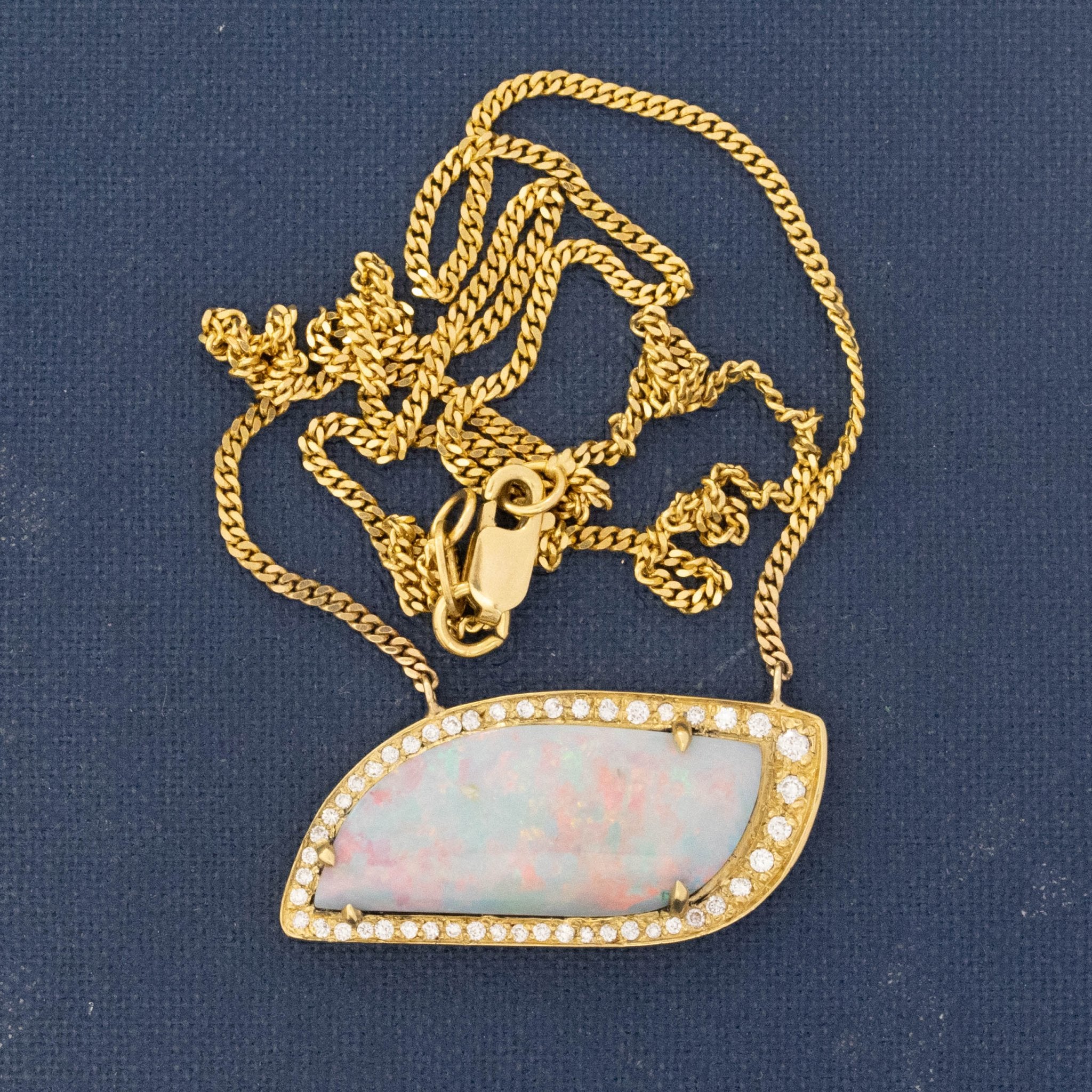 3.28ctw Opal & Diamond Free-Form Pendant