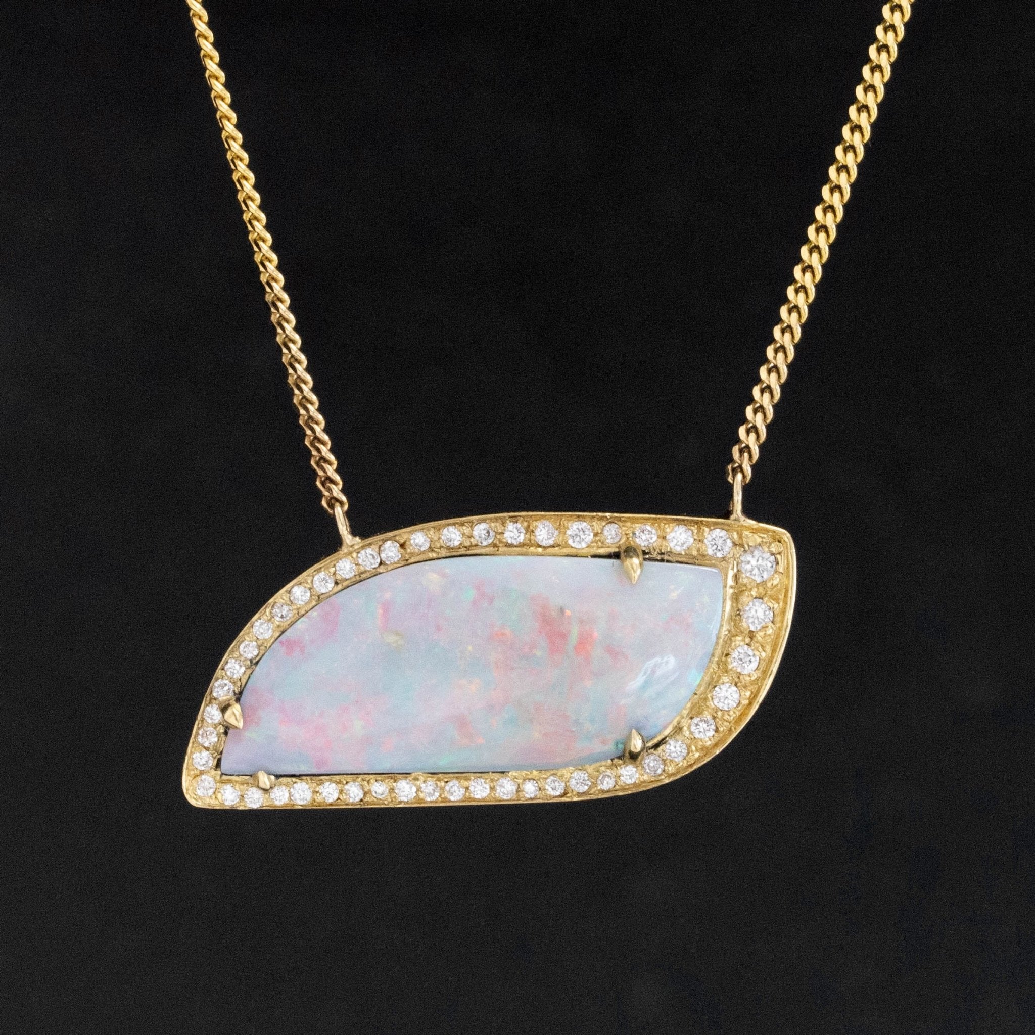 3.28ctw Opal & Diamond Free-Form Pendant