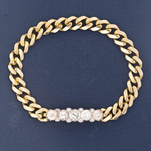 3.30ctw Old European Cut Diamond Cluster Bar Pendant/Bracelet