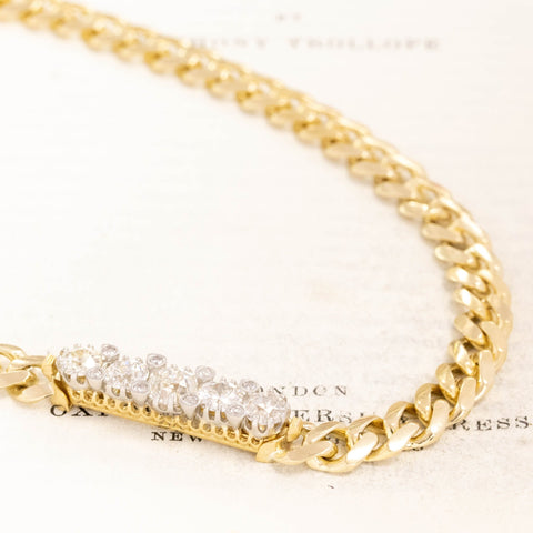 3.30ctw Old European Cut Diamond Cluster Bar Pendant/Bracelet