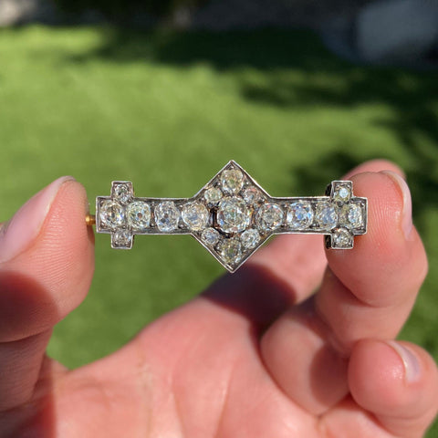 3.30ctw Victorian Old Mine Cut Brooch