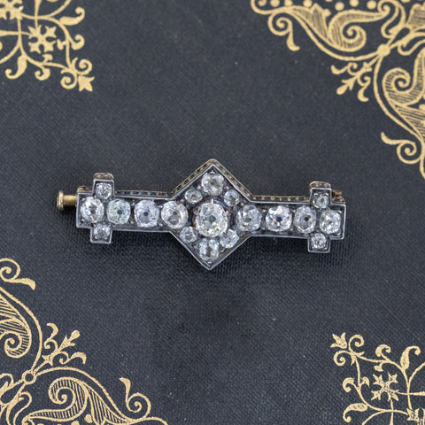 3.30ctw Victorian Old Mine Cut Brooch
