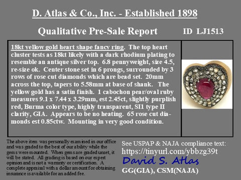 3.30ctw Vintage Ruby & Diamond Heart Motif Ring