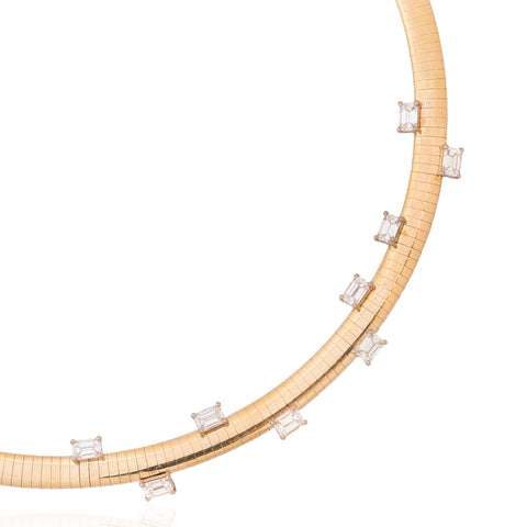 3.31ctw Emerald Cut Diamond Scatter Omega Necklace