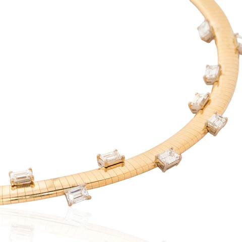 3.31ctw Emerald Cut Diamond Scatter Omega Necklace