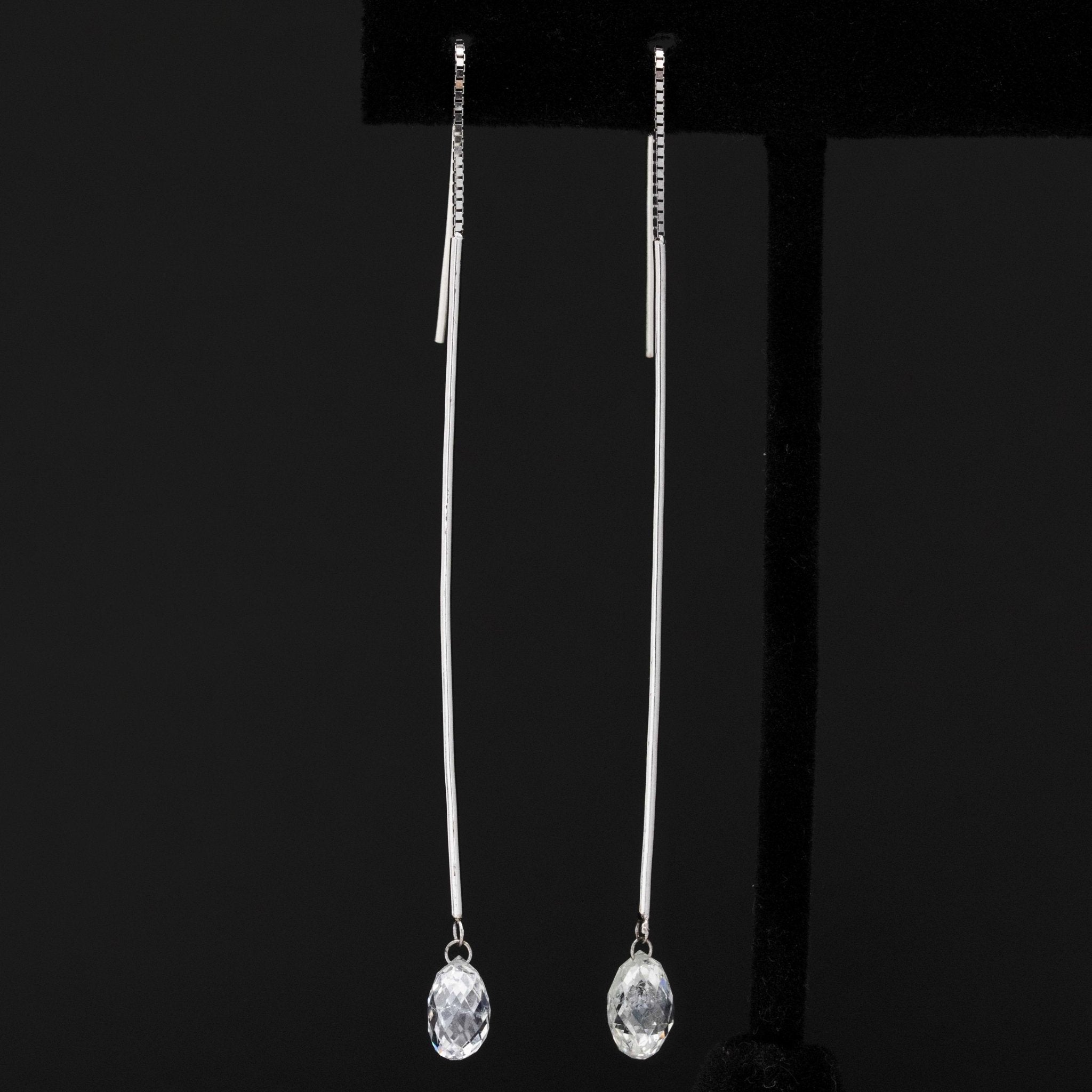 3.32ctw Vintage Briolette Cut Diamond Threader Earrings