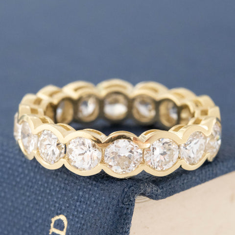 3.36ctw Old European Cut Diamond Shared Bezel Eternity Band