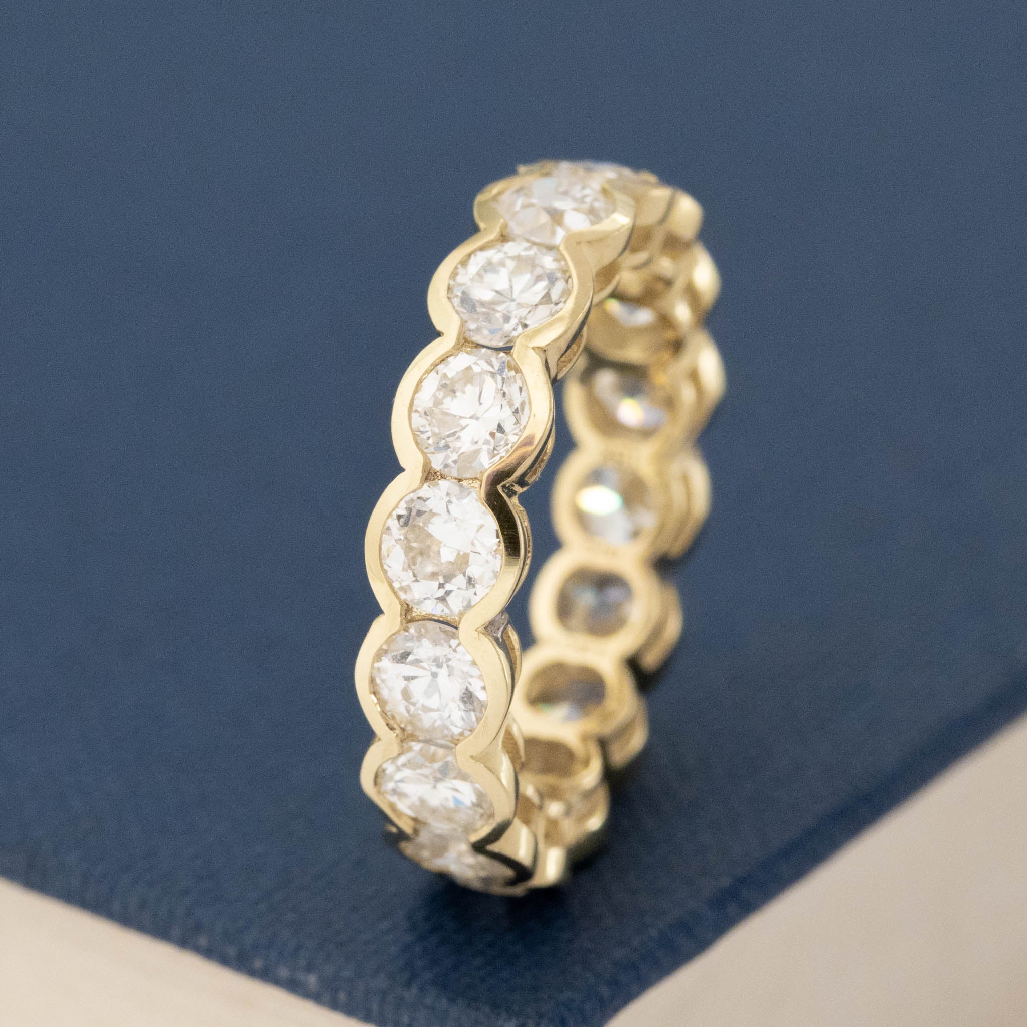 3.36ctw Old European Cut Diamond Shared Bezel Eternity Band