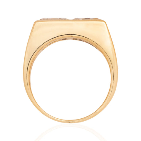 3.36ctw Vintage Asscher Cut Diamond Twin Stone Ring, GIA