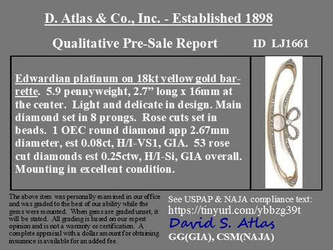 .33ctw Edwardian Diamond Barette