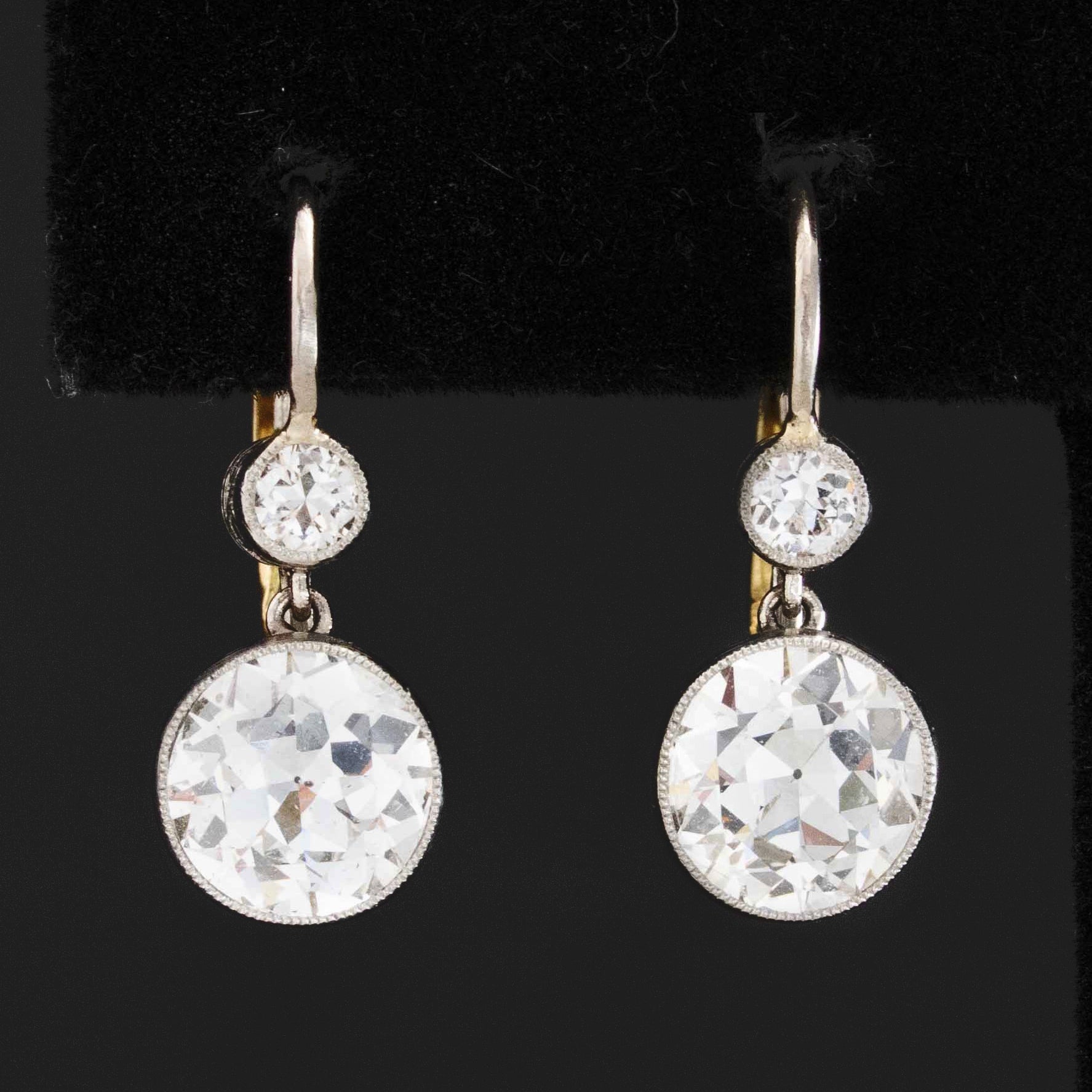 3.40ctw Antique-Inspired Old European Cut Diamond Dormeuse Earrings