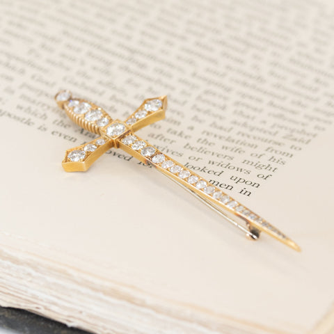 3.44ctw Antique Diamond Sword Pin/Brooch