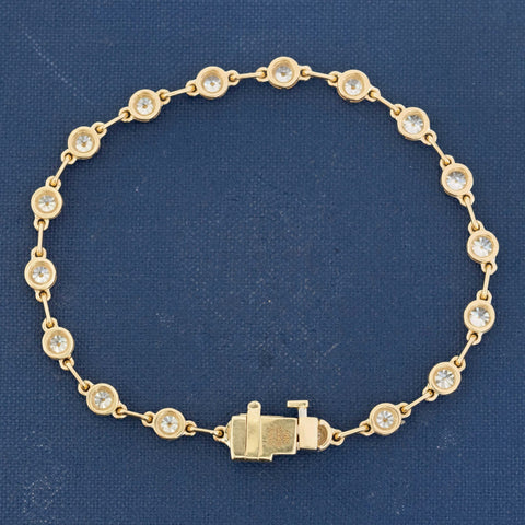 3.44ctw Old European Cut Diamond Bezel Bar Link Tennis Bracelet
