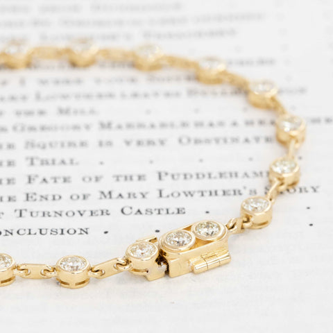 3.44ctw Old European Cut Diamond Bezel Bar Link Tennis Bracelet