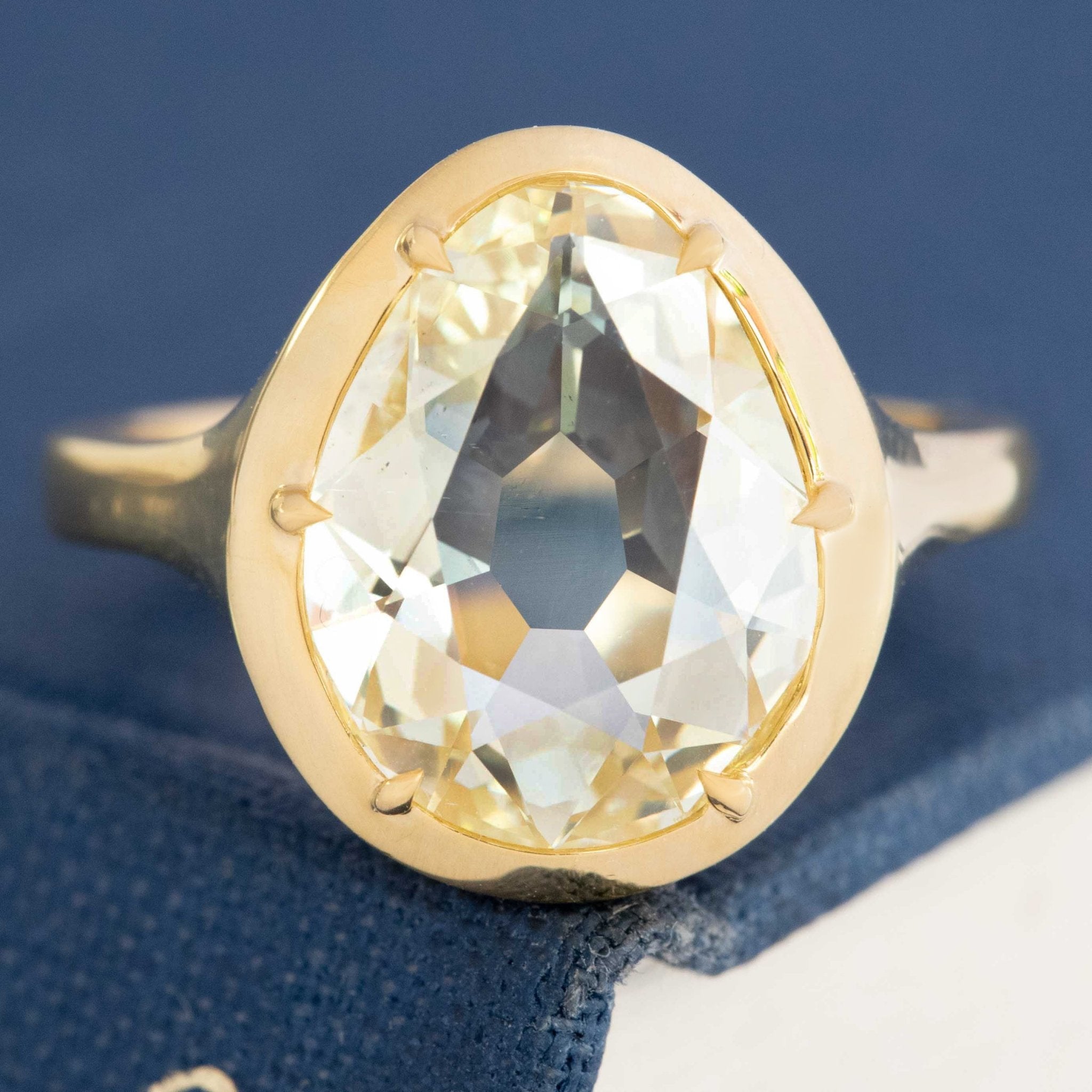 3.45ct Antique Pear Rose Cut Diamond Collet Solitaire, GIA